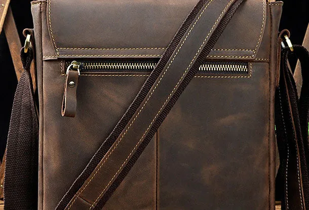 Genuine Leather Messenger Bag Cross Body Cool Chest Bag Sling Bag Travel Bag Hiking Bag For Men