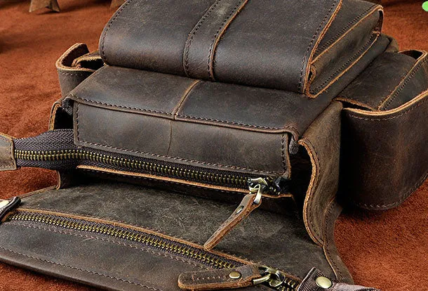 Genuine Leather Messenger Bag Cross Body Cool Chest Bag Sling Bag Travel Bag Hiking Bag For Men