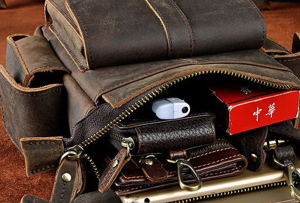 Genuine Leather Messenger Bag Cross Body Cool Chest Bag Sling Bag Travel Bag Hiking Bag For Men