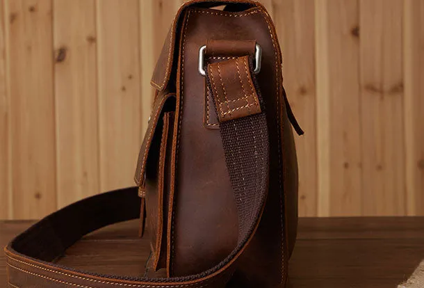 Genuine Leather Messenger Bag Cross Body Cool Chest Bag Sling Bag Travel Bag Hiking Bag For Men