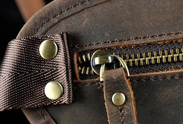 Genuine Leather Messenger Bag Cross Body Cool Chest Bag Sling Bag Travel Bag Hiking Bag For Men