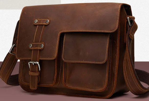 Genuine Leather Messenger Bag Cross Body Cool Chest Bag Sling Bag Travel Bag Hiking Bag For Men