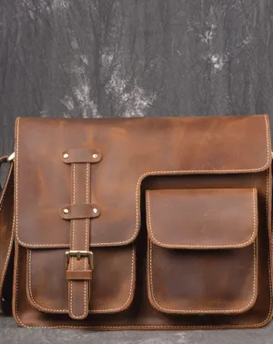 Genuine Leather Messenger Bag Cross Body Cool Chest Bag Sling Bag Travel Bag Hiking Bag For Men