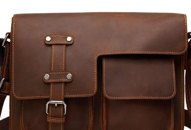 Genuine Leather Messenger Bag Cross Body Cool Chest Bag Sling Bag Travel Bag Hiking Bag For Men