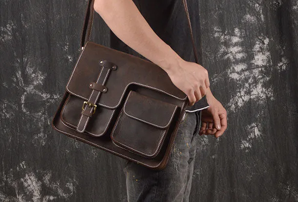 Genuine Leather Messenger Bag Cross Body Cool Chest Bag Sling Bag Travel Bag Hiking Bag For Men