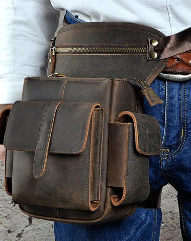 Genuine Leather Messenger Bag Cross Body Cool Chest Bag Sling Bag Travel Bag Hiking Bag For Men