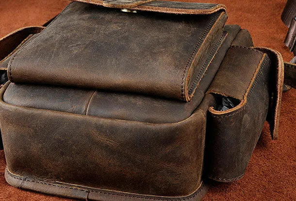 Genuine Leather Messenger Bag Cross Body Cool Chest Bag Sling Bag Travel Bag Hiking Bag For Men