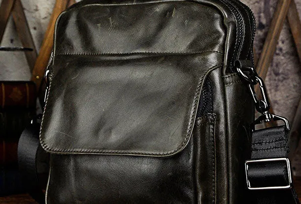 Genuine Leather Messenger Bag Cross Body Cool Chest Bag Sling Bag Travel Bag Hiking Bag For Men