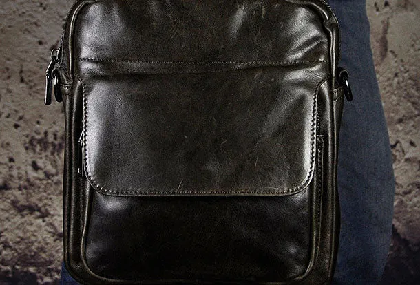 Genuine Leather Messenger Bag Cross Body Cool Chest Bag Sling Bag Travel Bag Hiking Bag For Men