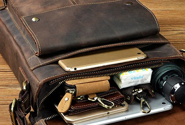 Genuine Leather Messenger Bag Cross Body Cool Chest Bag Sling Bag Travel Bag Hiking Bag For Men