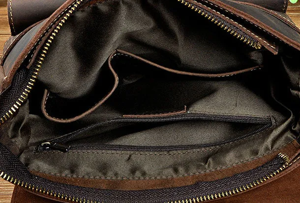 Genuine Leather Messenger Bag Cross Body Cool Chest Bag Sling Bag Travel Bag Hiking Bag For Men