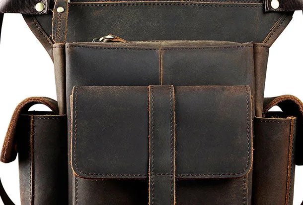 Genuine Leather Messenger Bag Cross Body Cool Chest Bag Sling Bag Travel Bag Hiking Bag For Men