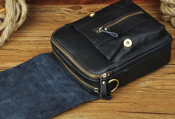 Genuine Leather Messenger Bag Cross Body Cool Chest Bag Sling Bag Travel Bag Hiking Bag For Men