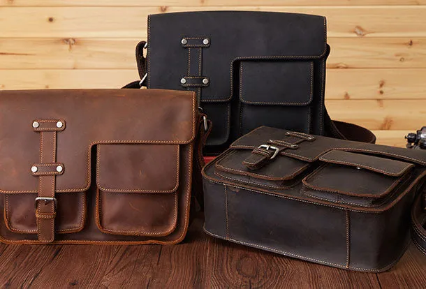 Genuine Leather Messenger Bag Cross Body Cool Chest Bag Sling Bag Travel Bag Hiking Bag For Men