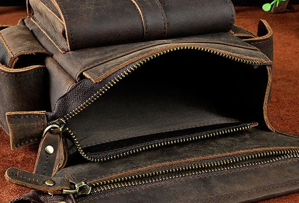 Genuine Leather Messenger Bag Cross Body Cool Chest Bag Sling Bag Travel Bag Hiking Bag For Men