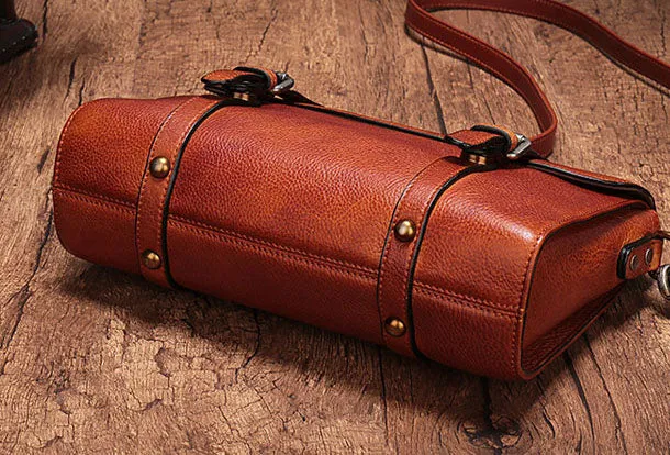 Genuine Leather Messenger Bag Mens Chest Bag Bike Bag Cycling Bag Cool iPad Bag for men