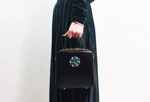 Genuine Leather Square Bag Handbag Purse Shoulder Bag for Women Leather Crossbody Bag