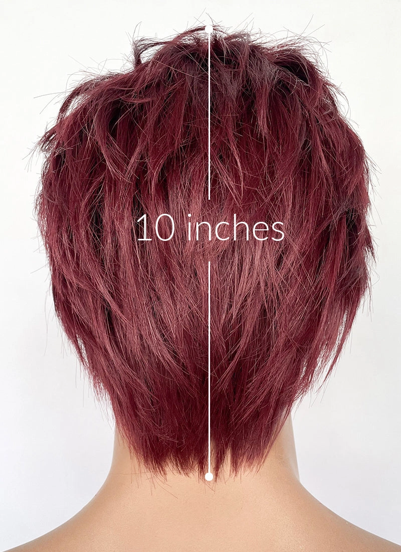 Good Omens Crowley Burgundy Red Straight Lace Front Synthetic Men's Wig LF6045