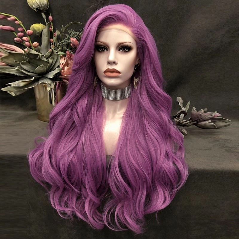 Grape Soda -Pink Purple Long Loose Wave Synthetic Lace Front Wig