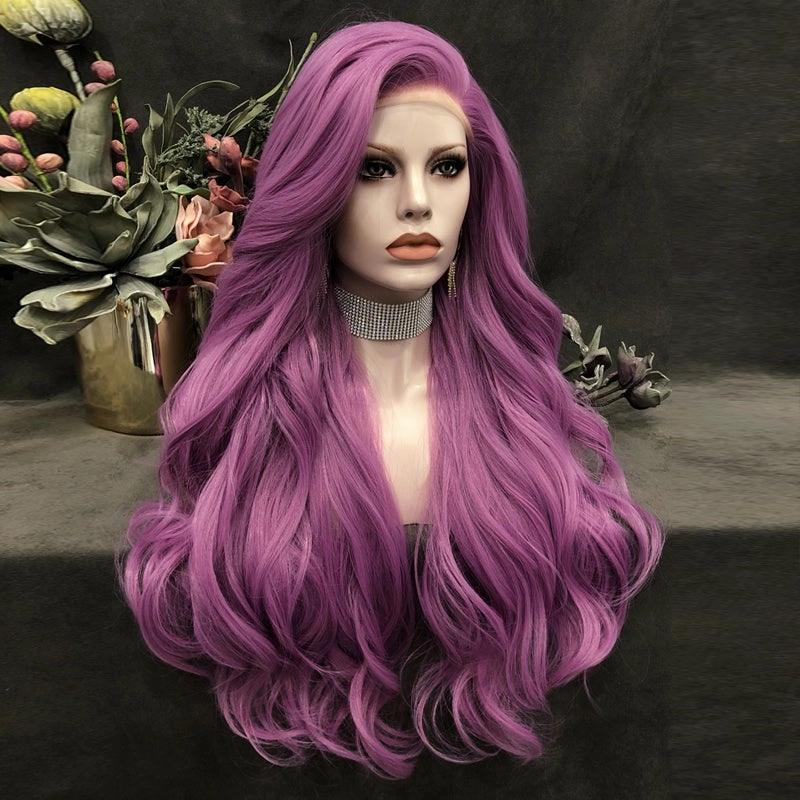 Grape Soda -Pink Purple Long Loose Wave Synthetic Lace Front Wig