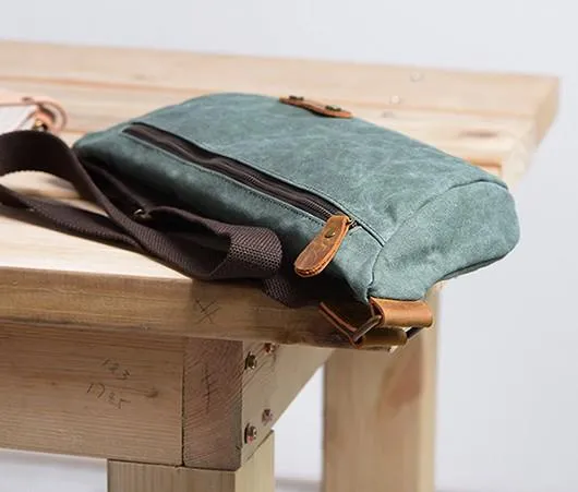 Gray Cool Canvas Mens Sling Bag Chest Bag One Shoulder Packs for men