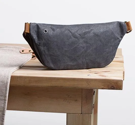 Gray Cool Canvas Mens Sling Bag Chest Bag One Shoulder Packs for men