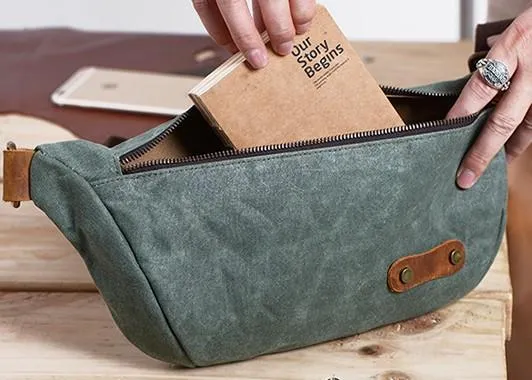 Gray Cool Canvas Mens Sling Bag Chest Bag One Shoulder Packs for men