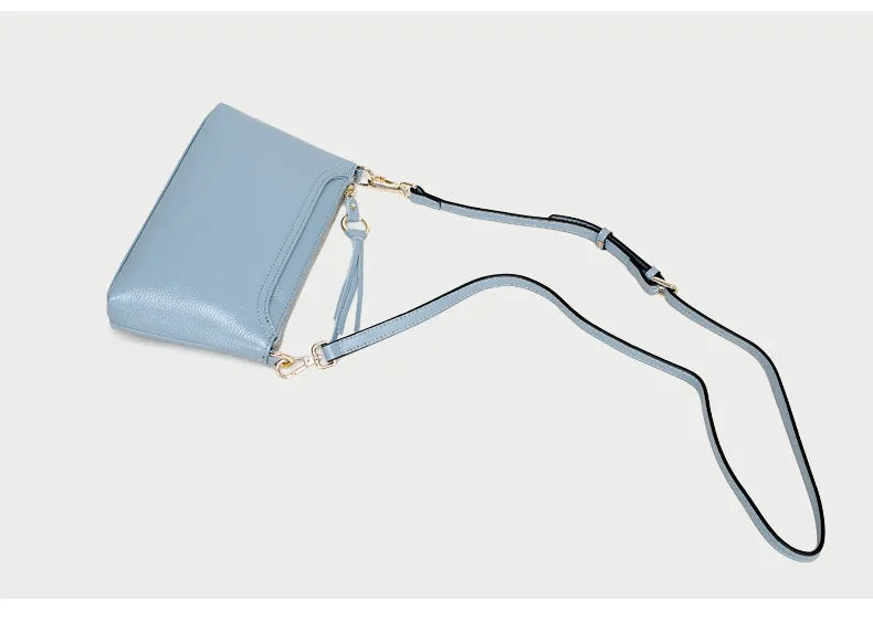 Gray Zip Leather Wristlet Wallet Womens Small Crossbody Purse Minimalist Shoulder Bag for Women