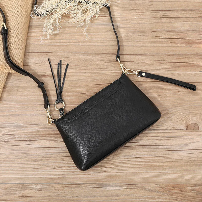 Gray Zip Leather Wristlet Wallet Womens Small Crossbody Purse Minimalist Shoulder Bag for Women