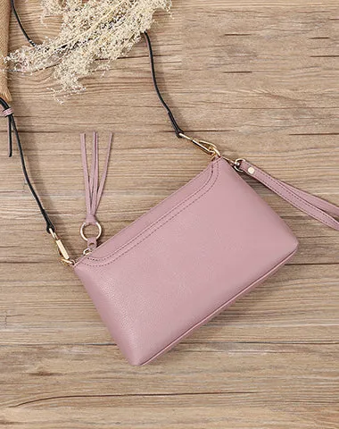 Gray Zip Leather Wristlet Wallet Womens Small Crossbody Purse Minimalist Shoulder Bag for Women