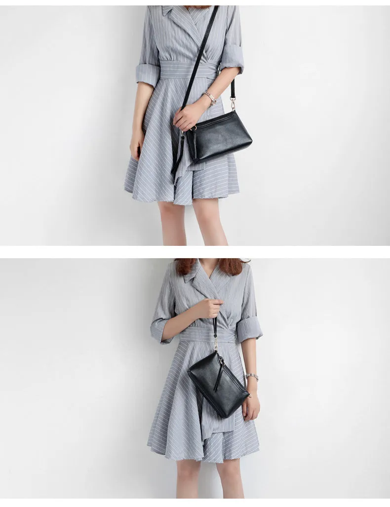 Gray Zip Leather Wristlet Wallet Womens Small Crossbody Purse Minimalist Shoulder Bag for Women