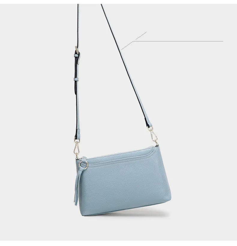 Gray Zip Leather Wristlet Wallet Womens Small Crossbody Purse Minimalist Shoulder Bag for Women
