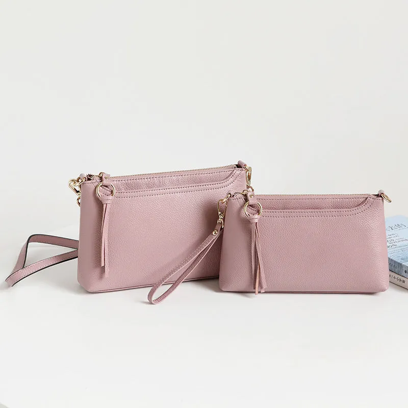 Gray Zip Leather Wristlet Wallet Womens Small Crossbody Purse Minimalist Shoulder Bag for Women