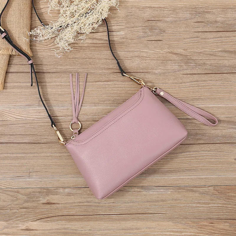 Gray Zip Leather Wristlet Wallet Womens Small Crossbody Purse Minimalist Shoulder Bag for Women