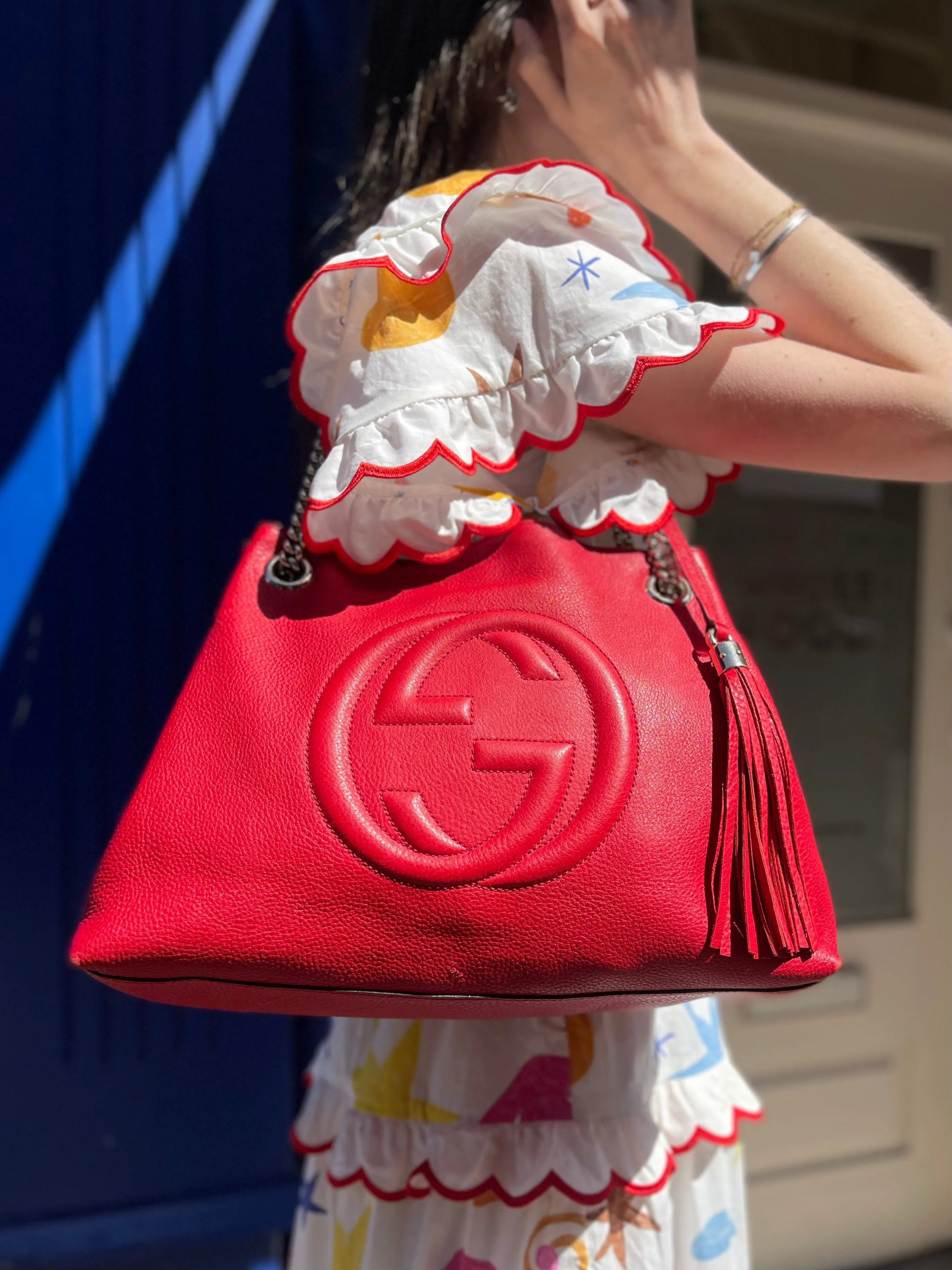 Gucci Red Leather SoHo Tote