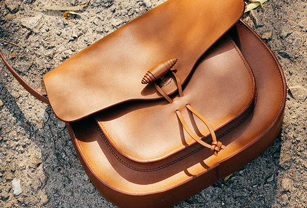 Handmade Genuine Leather Saddle Bag Purse Crossbody Bag Shoulder Bag Purse For Women