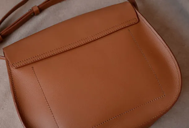 Handmade Genuine Leather Saddle Bag Purse Crossbody Bag Shoulder Bag Purse For Women