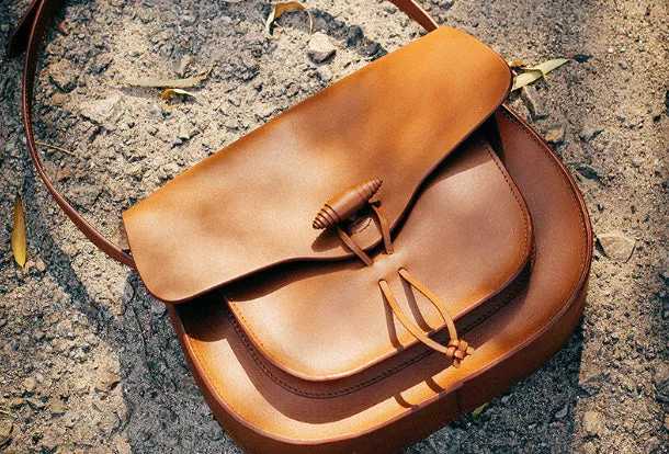 Handmade Genuine Leather Saddle Bag Purse Crossbody Bag Shoulder Bag Purse For Women