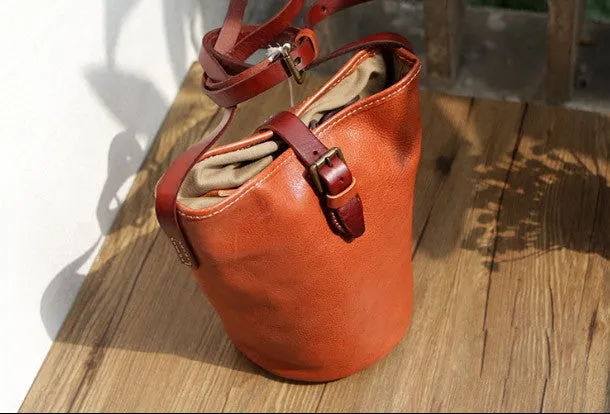 Handmade Leather bag for women leather shoulder bag crossbody bag bucket bag