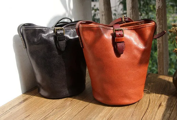 Handmade Leather bag for women leather shoulder bag crossbody bag bucket bag