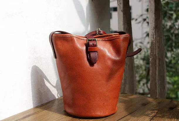 Handmade Leather bag for women leather shoulder bag crossbody bag bucket bag