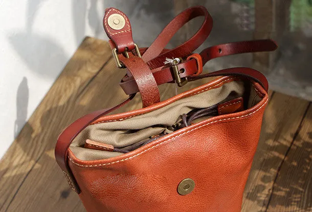 Handmade Leather bag for women leather shoulder bag crossbody bag bucket bag