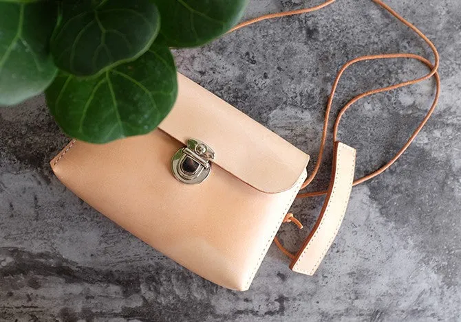 Handmade Leather Beige Womens Side Bag Crossbody Purse Shoulder Bag for Women