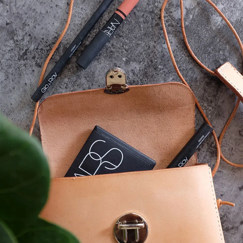 Handmade Leather Beige Womens Side Bag Crossbody Purse Shoulder Bag for Women