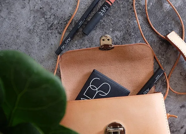 Handmade Leather Beige Womens Side Bag Crossbody Purse Shoulder Bag for Women