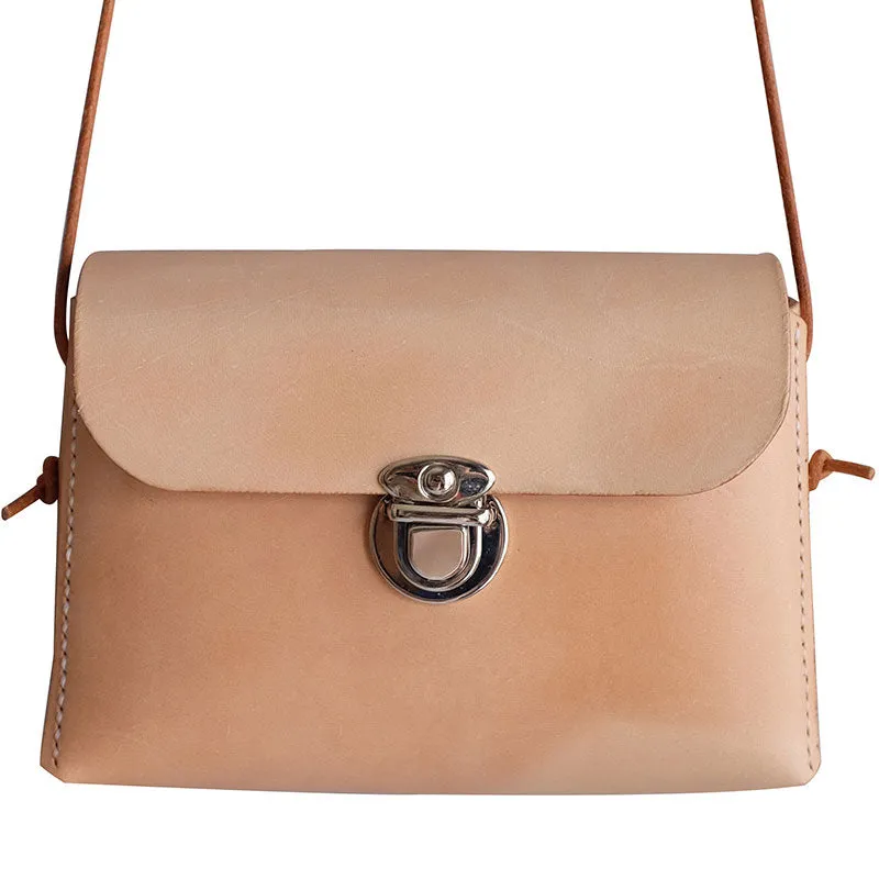 Handmade Leather Beige Womens Side Bag Crossbody Purse Shoulder Bag for Women