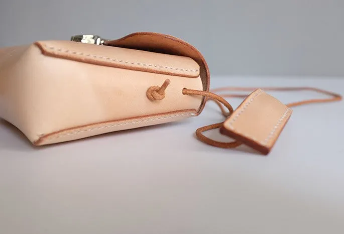 Handmade Leather Beige Womens Side Bag Crossbody Purse Shoulder Bag for Women