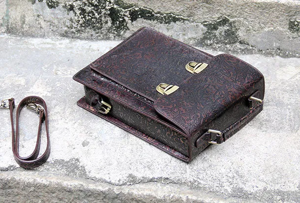 Handmade Leather cute black backpack bag shoulder bag handbag women leather purse