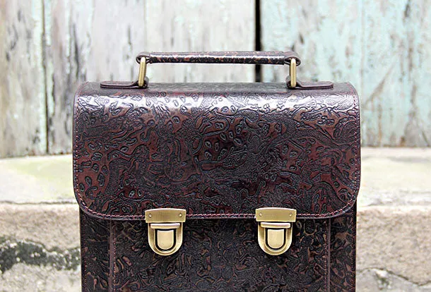 Handmade Leather cute black backpack bag shoulder bag handbag women leather purse