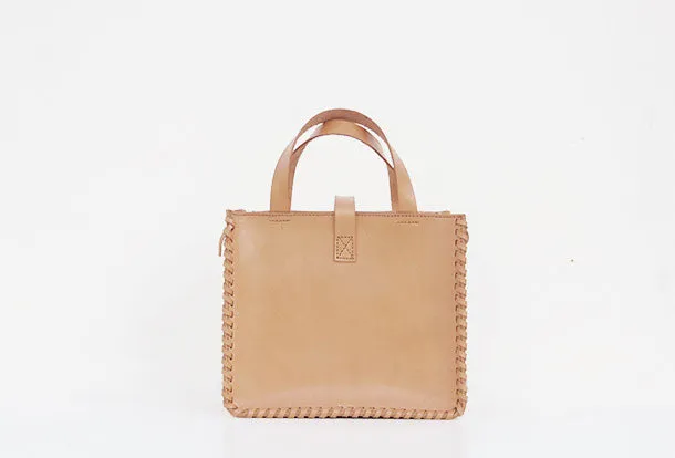 Handmade leather handbag beige shopper bag shoulder bag cossbody bag purse women